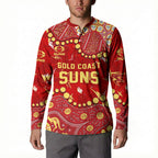 Personalized Gold Coast Suns Button Sweatshirt Aboriginal Pattern with Graffiti Style