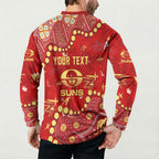 Personalized Gold Coast Suns Button Sweatshirt Aboriginal Pattern with Graffiti Style
