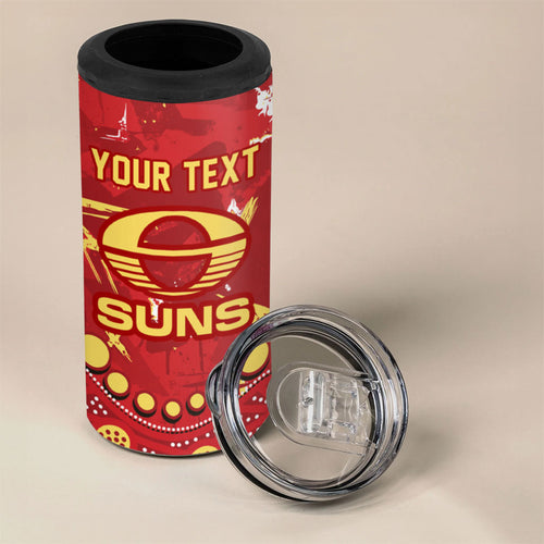 Personalized Gold Coast Suns 4 in 1 Can Cooler Tumbler Aboriginal Pattern with Graffiti Style