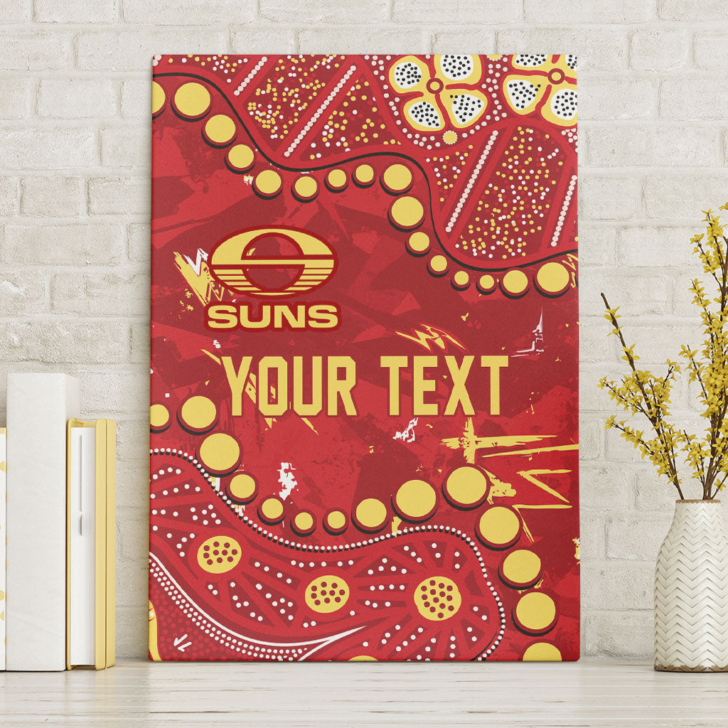 Personalized Gold Coast Suns Canvas Wall Art Aboriginal Pattern with Graffiti Style