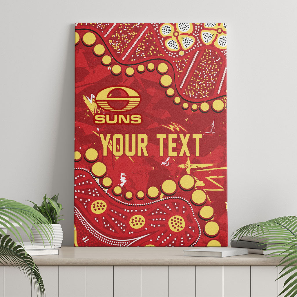 Personalized Gold Coast Suns Canvas Wall Art Aboriginal Pattern with Graffiti Style