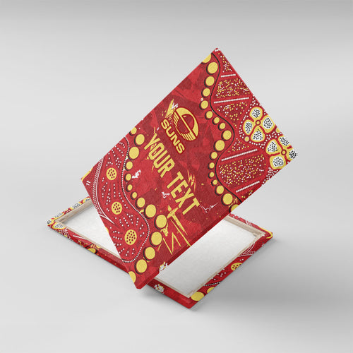 Personalized Gold Coast Suns Canvas Wall Art Aboriginal Pattern with Graffiti Style