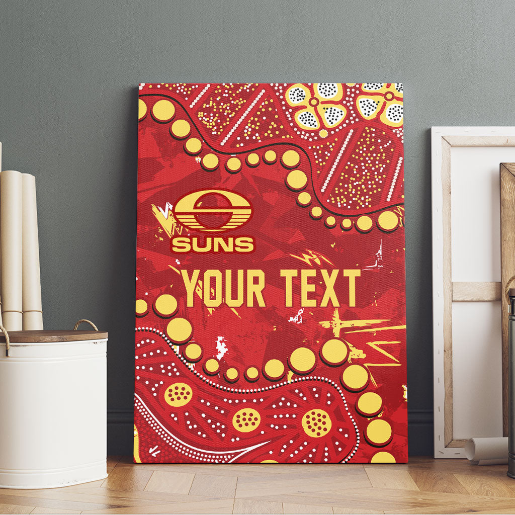 Personalized Gold Coast Suns Canvas Wall Art Aboriginal Pattern with Graffiti Style