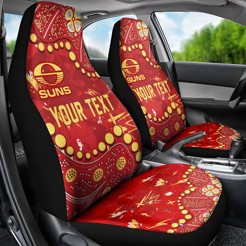 Personalized Gold Coast Suns Car Seat Cover Aboriginal Pattern with Graffiti Style