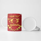 Personalized Gold Coast Suns Ceramic Mug Aboriginal Pattern with Graffiti Style