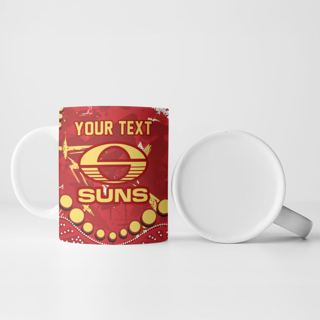 Personalized Gold Coast Suns Ceramic Mug Aboriginal Pattern with Graffiti Style