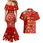 Personalized Gold Coast Suns Couples Matching Mermaid Dress and Hawaiian Shirt Aboriginal Pattern with Graffiti Style