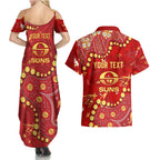 Personalized Gold Coast Suns Couples Matching Summer Maxi Dress and Hawaiian Shirt Aboriginal Pattern with Graffiti Style