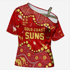 Personalized Gold Coast Suns Cross Shoulder Shirt Aboriginal Pattern with Graffiti Style