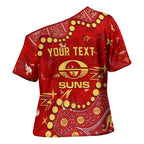 Personalized Gold Coast Suns Cross Shoulder Shirt Aboriginal Pattern with Graffiti Style