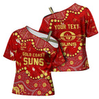 Personalized Gold Coast Suns Cross Shoulder Shirt Aboriginal Pattern with Graffiti Style