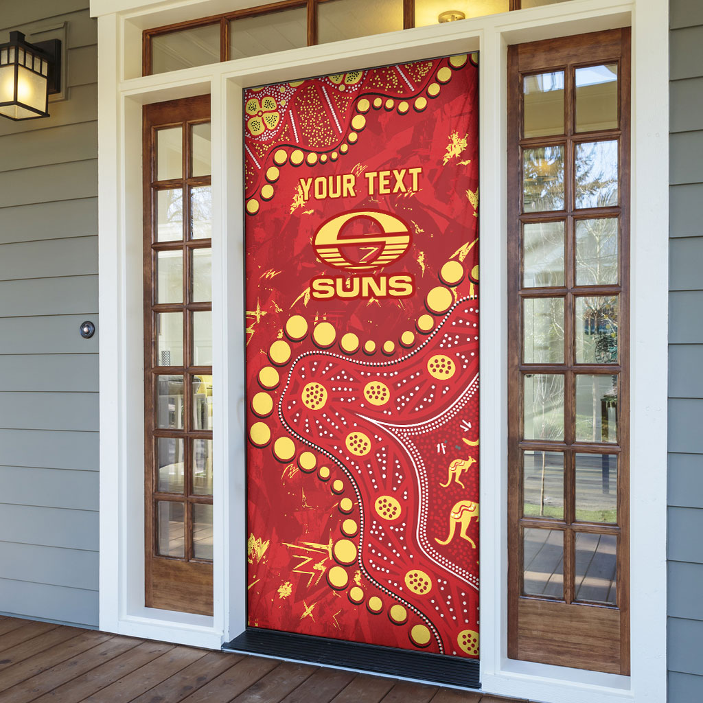 Personalized Gold Coast Suns Door Cover Aboriginal Pattern with Graffiti Style