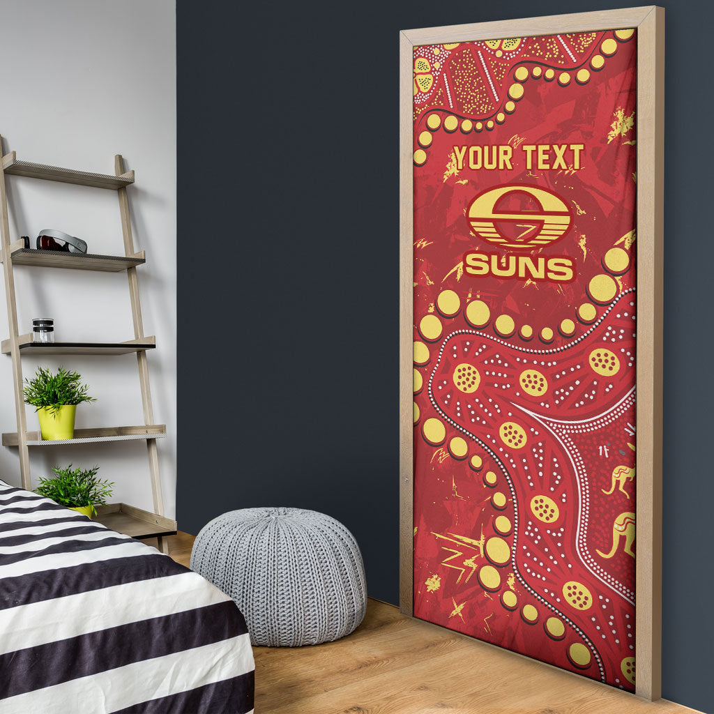 Personalized Gold Coast Suns Door Cover Aboriginal Pattern with Graffiti Style