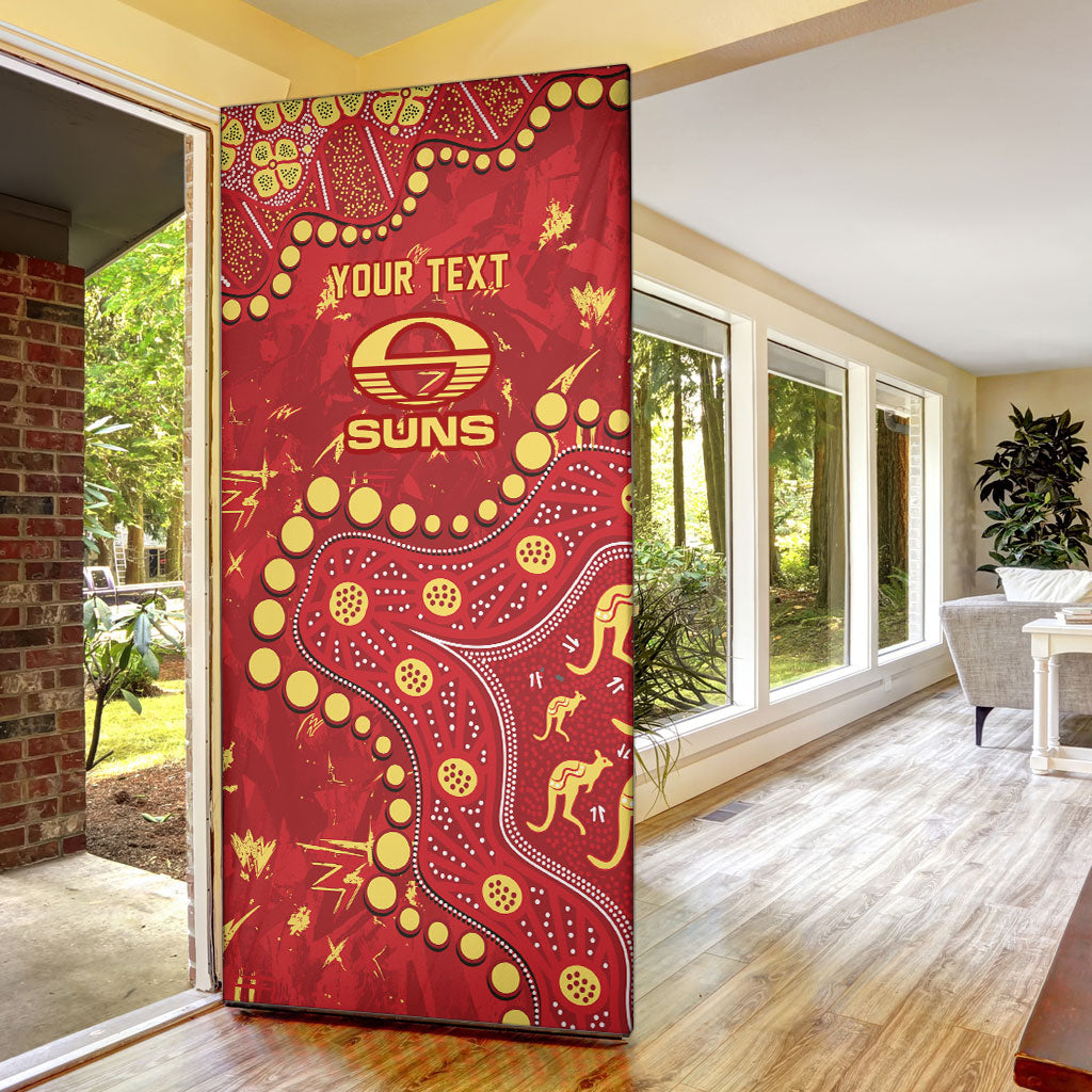 Personalized Gold Coast Suns Door Cover Aboriginal Pattern with Graffiti Style