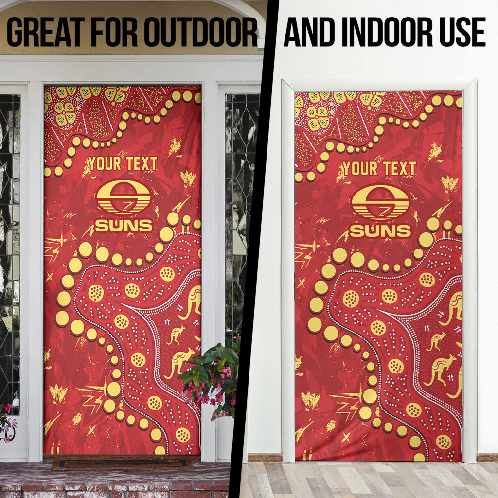 Personalized Gold Coast Suns Door Cover Aboriginal Pattern with Graffiti Style