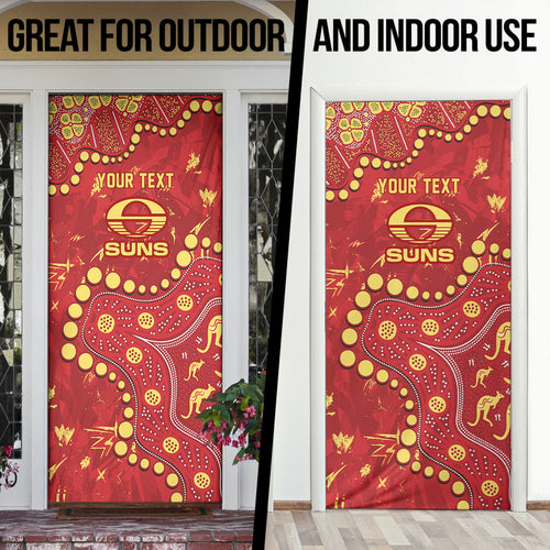 Personalized Gold Coast Suns Door Cover Aboriginal Pattern with Graffiti Style
