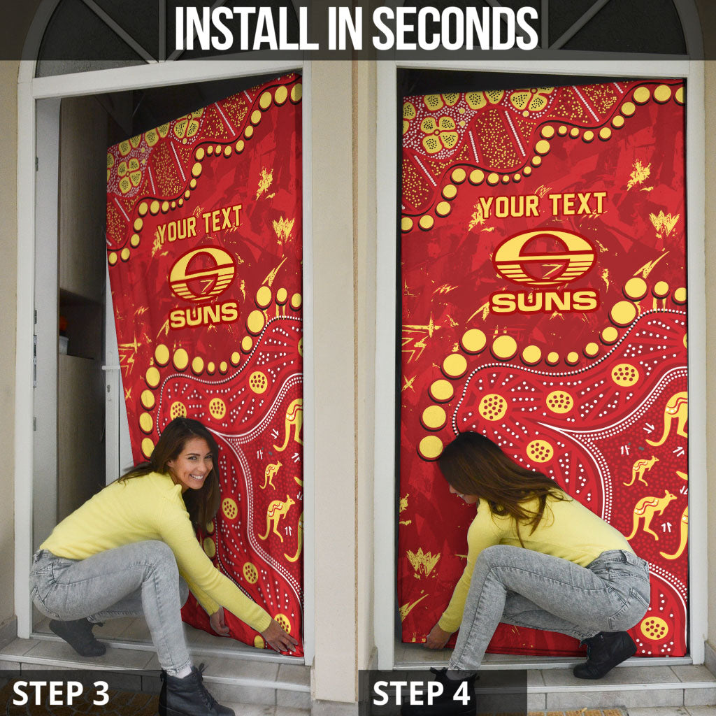 Personalized Gold Coast Suns Door Cover Aboriginal Pattern with Graffiti Style