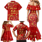Personalized Gold Coast Suns Family Matching Mermaid Dress and Hawaiian Shirt Aboriginal Pattern with Graffiti Style