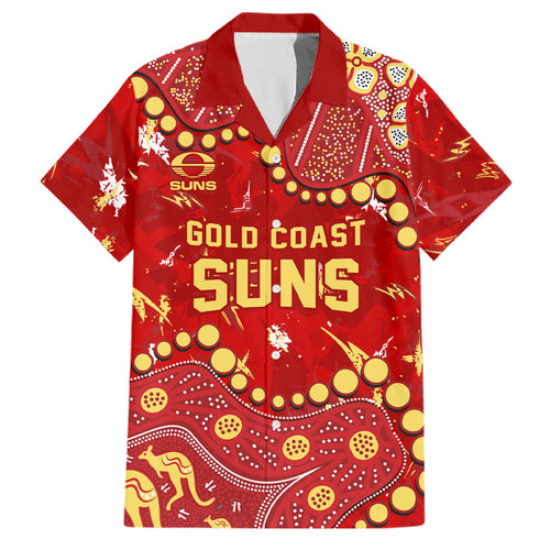 Personalized Gold Coast Suns Family Matching Mermaid Dress and Hawaiian Shirt Aboriginal Pattern with Graffiti Style