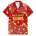 Personalized Gold Coast Suns Family Matching Off Shoulder Maxi Dress and Hawaiian Shirt Aboriginal Pattern with Graffiti Style