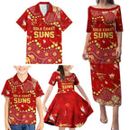 Personalized Gold Coast Suns Family Matching Puletasi and Hawaiian Shirt Aboriginal Pattern with Graffiti Style