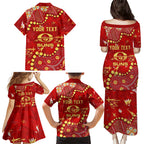 Personalized Gold Coast Suns Family Matching Puletasi and Hawaiian Shirt Aboriginal Pattern with Graffiti Style
