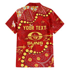 Personalized Gold Coast Suns Family Matching Puletasi and Hawaiian Shirt Aboriginal Pattern with Graffiti Style