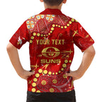 Personalized Gold Coast Suns Family Matching Tank Maxi Dress and Hawaiian Shirt Aboriginal Pattern with Graffiti Style