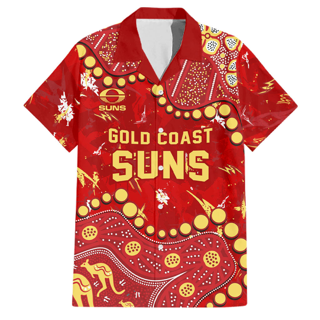 Personalized Gold Coast Suns Family Matching Tank Maxi Dress and Hawaiian Shirt Aboriginal Pattern with Graffiti Style