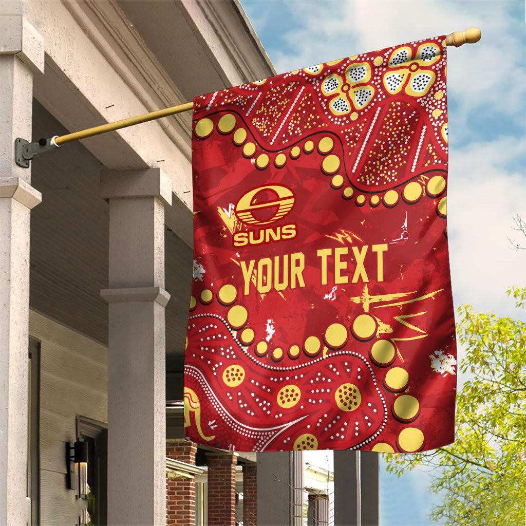 Personalized Gold Coast Suns Garden Flag Aboriginal Pattern with Graffiti Style