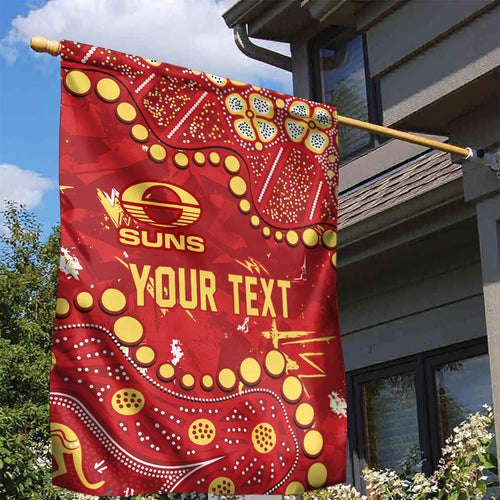 Personalized Gold Coast Suns Garden Flag Aboriginal Pattern with Graffiti Style
