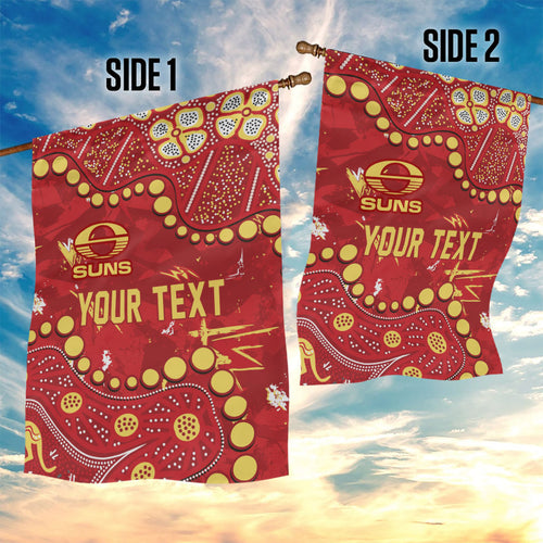 Personalized Gold Coast Suns Garden Flag Aboriginal Pattern with Graffiti Style