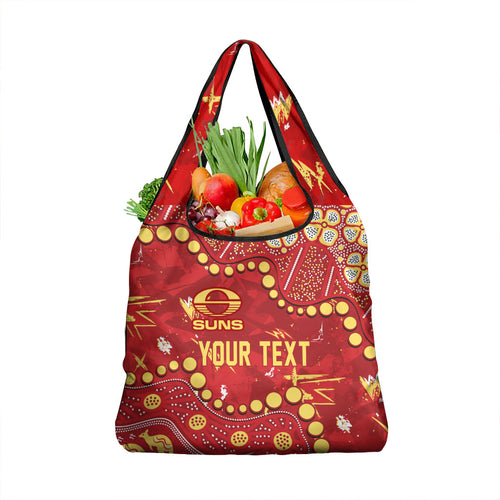 Personalized Gold Coast Suns Grocery Bag Aboriginal Pattern with Graffiti Style