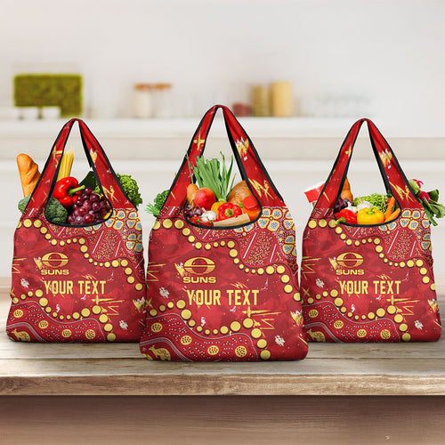 Personalized Gold Coast Suns Grocery Bag Aboriginal Pattern with Graffiti Style