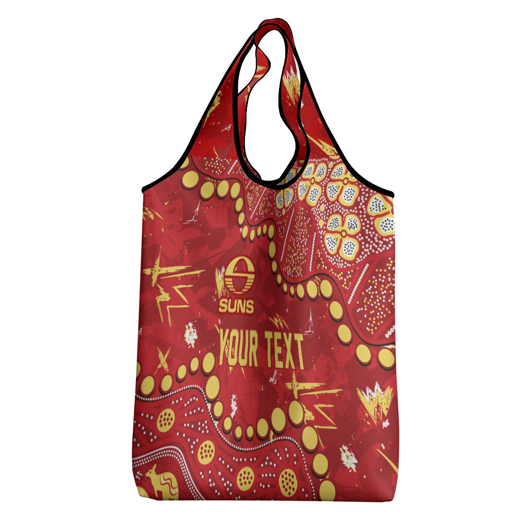 Personalized Gold Coast Suns Grocery Bag Aboriginal Pattern with Graffiti Style