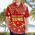 Personalized Gold Coast Suns Hawaiian Shirt Aboriginal Pattern with Graffiti Style