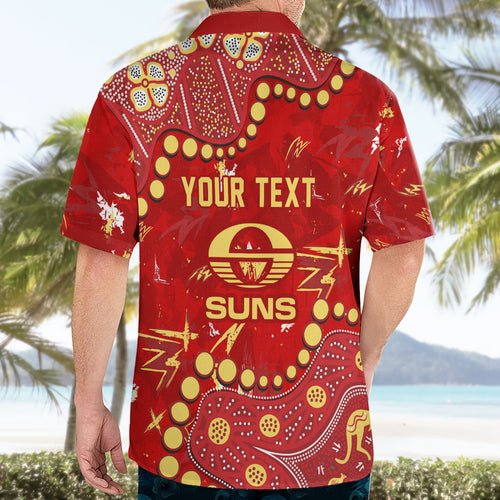 Personalized Gold Coast Suns Hawaiian Shirt Aboriginal Pattern with Graffiti Style