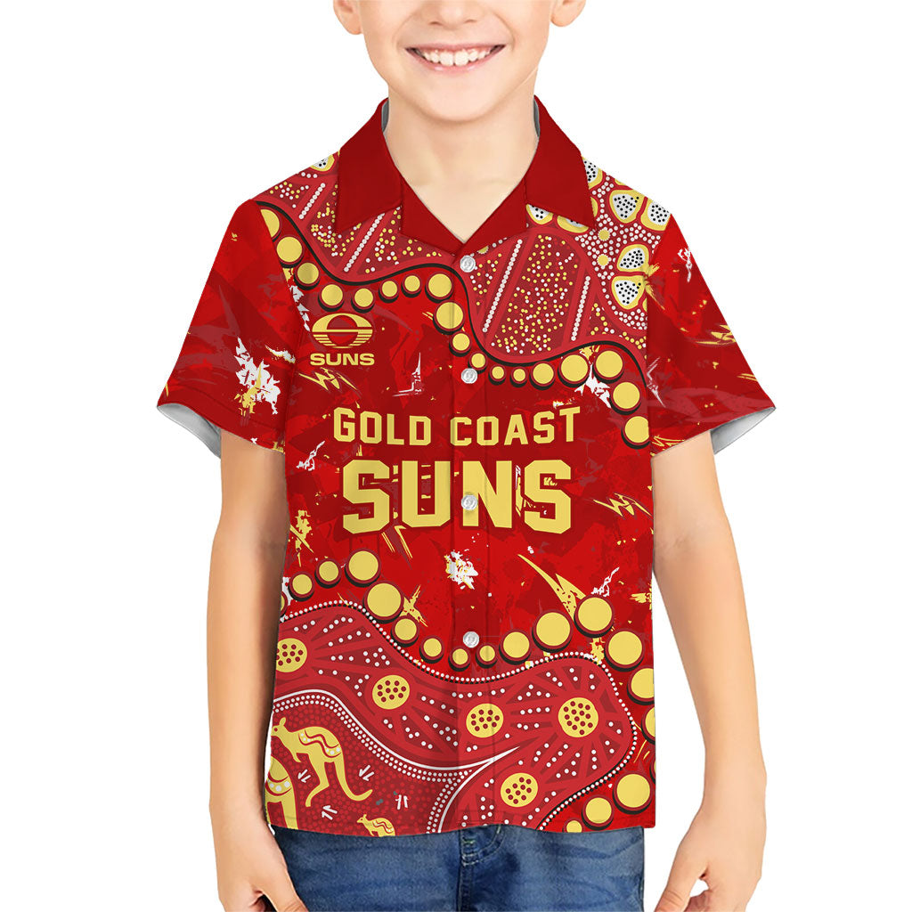 Personalized Gold Coast Suns Hawaiian Shirt Aboriginal Pattern with Graffiti Style