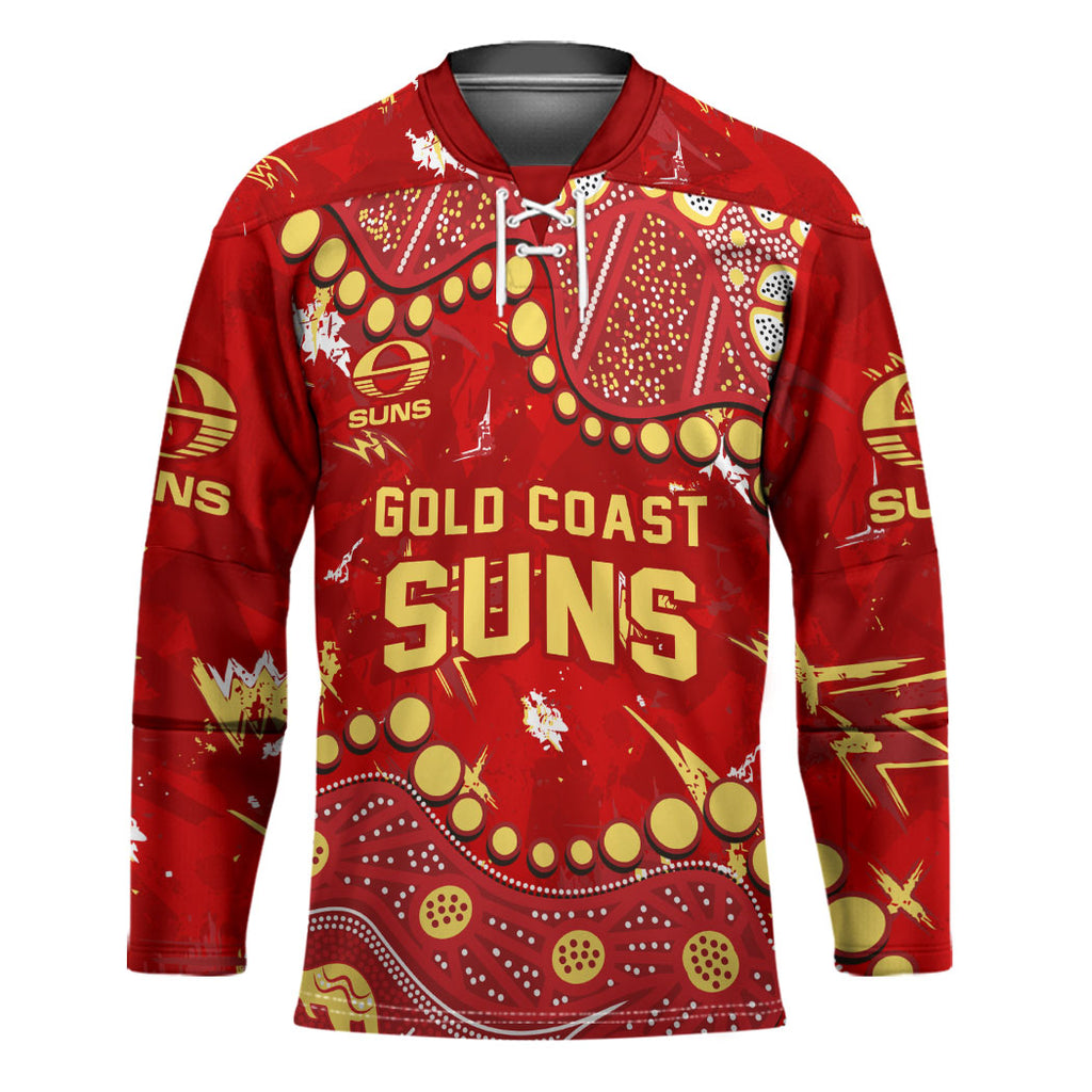 Personalized Gold Coast Suns Hockey Jersey Aboriginal Pattern with Graffiti Style
