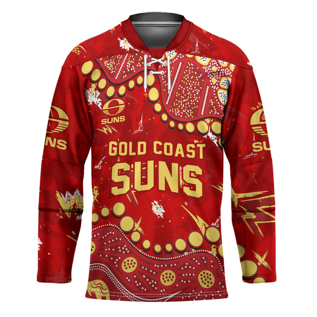 Personalized Gold Coast Suns Hockey Jersey Aboriginal Pattern with Graffiti Style