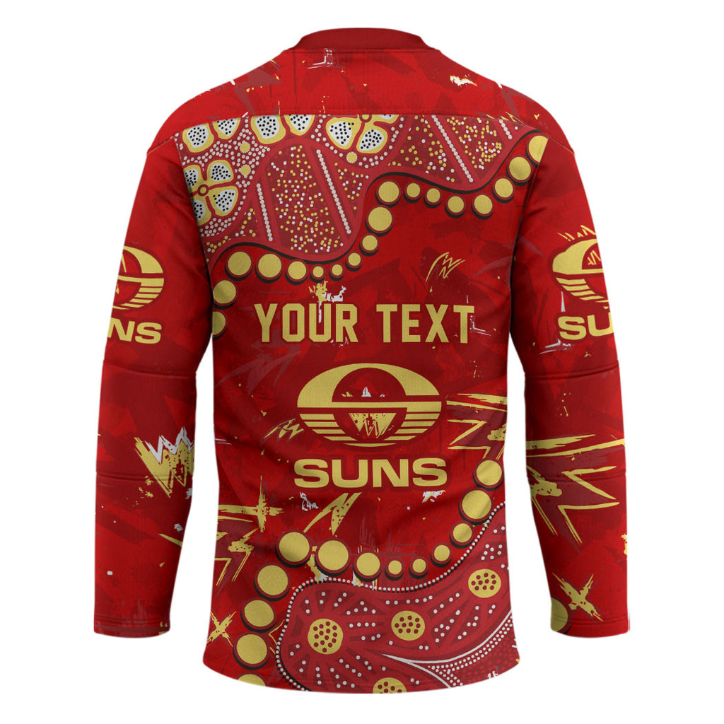 Personalized Gold Coast Suns Hockey Jersey Aboriginal Pattern with Graffiti Style