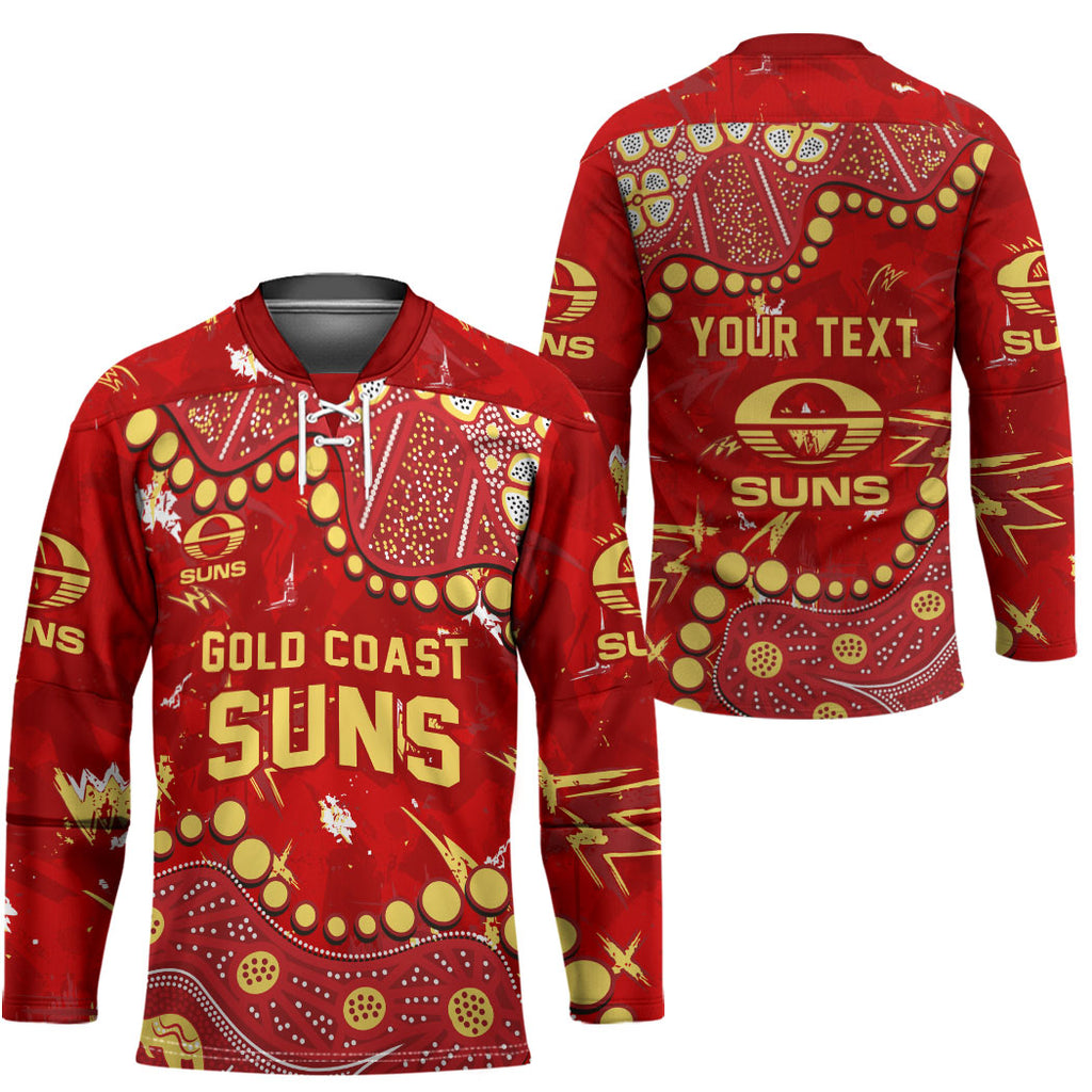 Personalized Gold Coast Suns Hockey Jersey Aboriginal Pattern with Graffiti Style