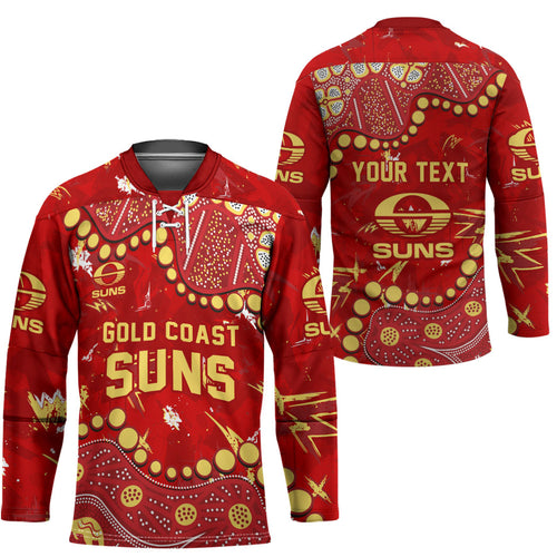 Personalized Gold Coast Suns Hockey Jersey Aboriginal Pattern with Graffiti Style