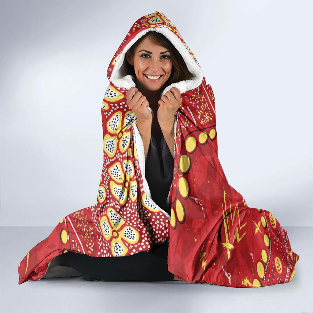 Personalized Gold Coast Suns Hooded Blanket Aboriginal Pattern with Graffiti Style