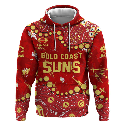 Personalized Gold Coast Suns Hoodie Aboriginal Pattern with Graffiti Style