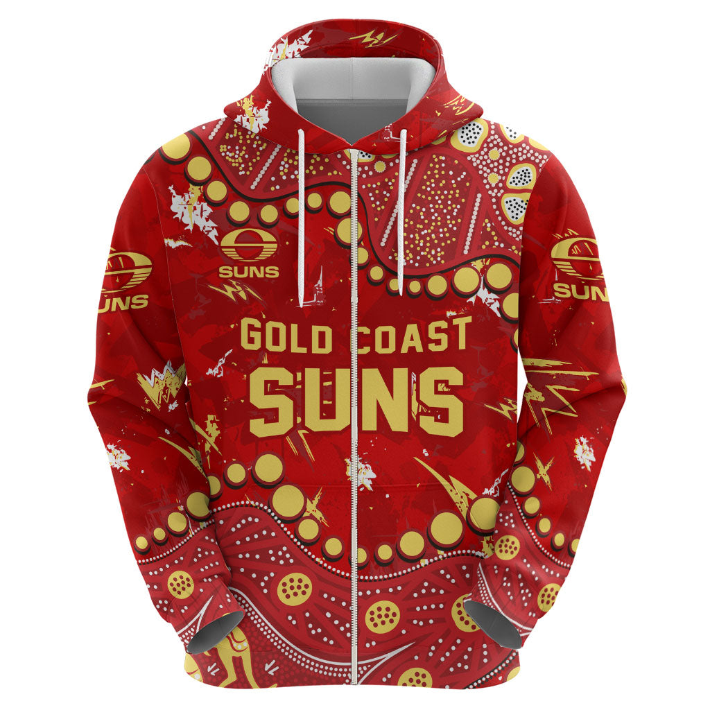 Personalized Gold Coast Suns Hoodie Aboriginal Pattern with Graffiti Style