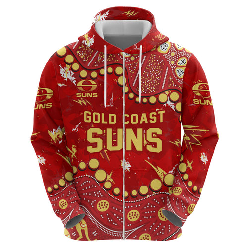 Personalized Gold Coast Suns Hoodie Aboriginal Pattern with Graffiti Style
