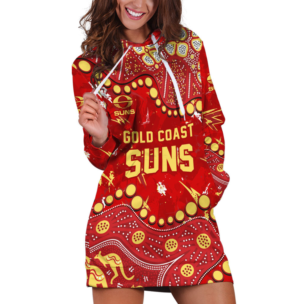 Personalized Gold Coast Suns Hoodie Dress Aboriginal Pattern with Graffiti Style