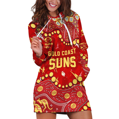 Personalized Gold Coast Suns Hoodie Dress Aboriginal Pattern with Graffiti Style