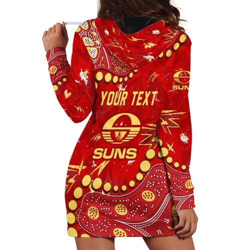 Personalized Gold Coast Suns Hoodie Dress Aboriginal Pattern with Graffiti Style
